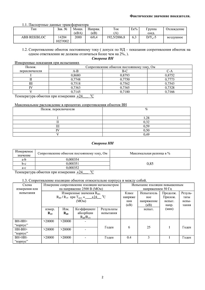 примеры протоколов элегазового выключателя